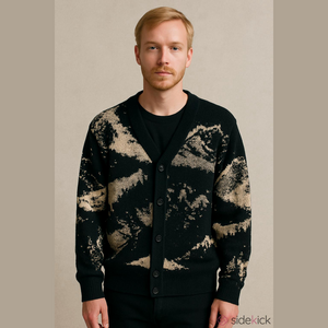 DJAB by Simon’s Black and Cream Men's nature theme abstract Sweater size small